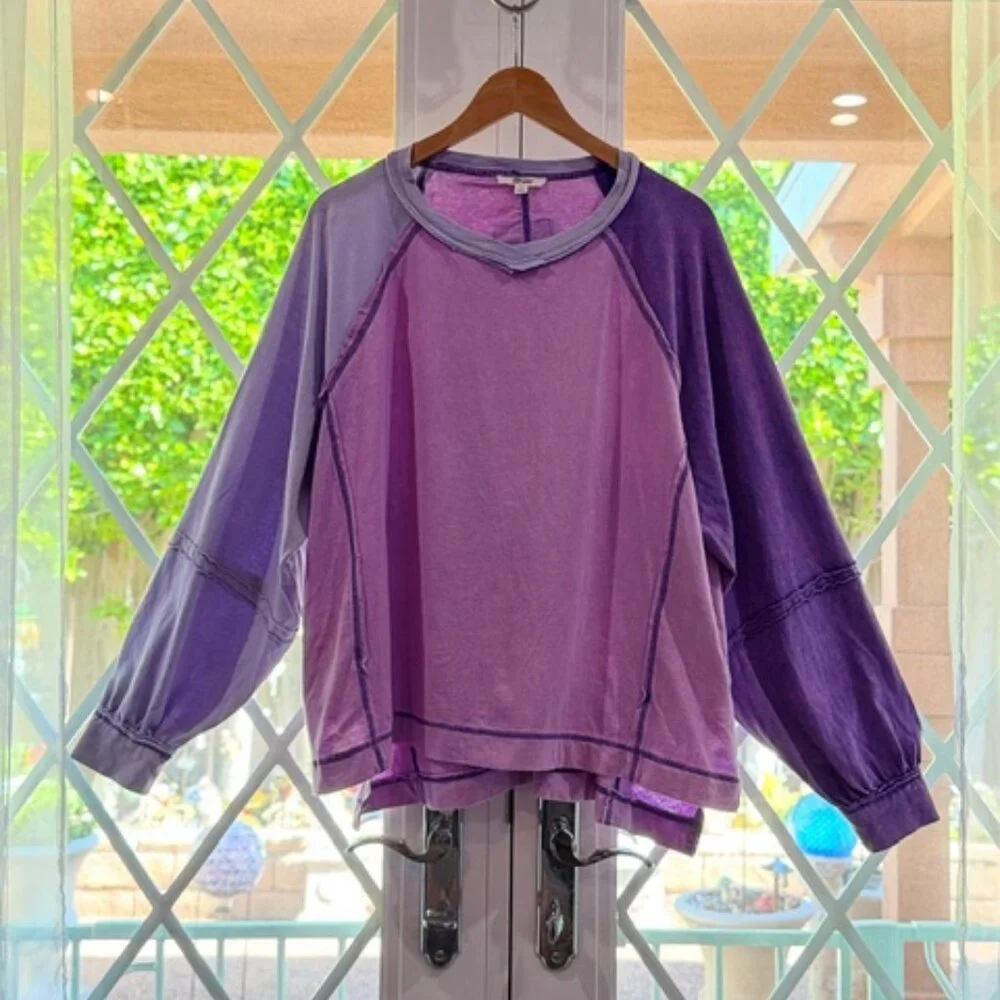 Blue Velvet Color Relax Fit Top in Purple Size Small - Picture 3 of 9